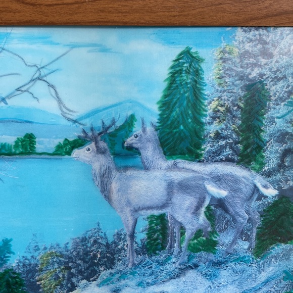 Vintage Framed Hologram “Deer In The Mountains” - Picture 2 of 12